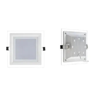 FARETTO LED PANNELLO 9 WATT INCASSO A MOLLA QUADRATO VETRO 3 COLORI