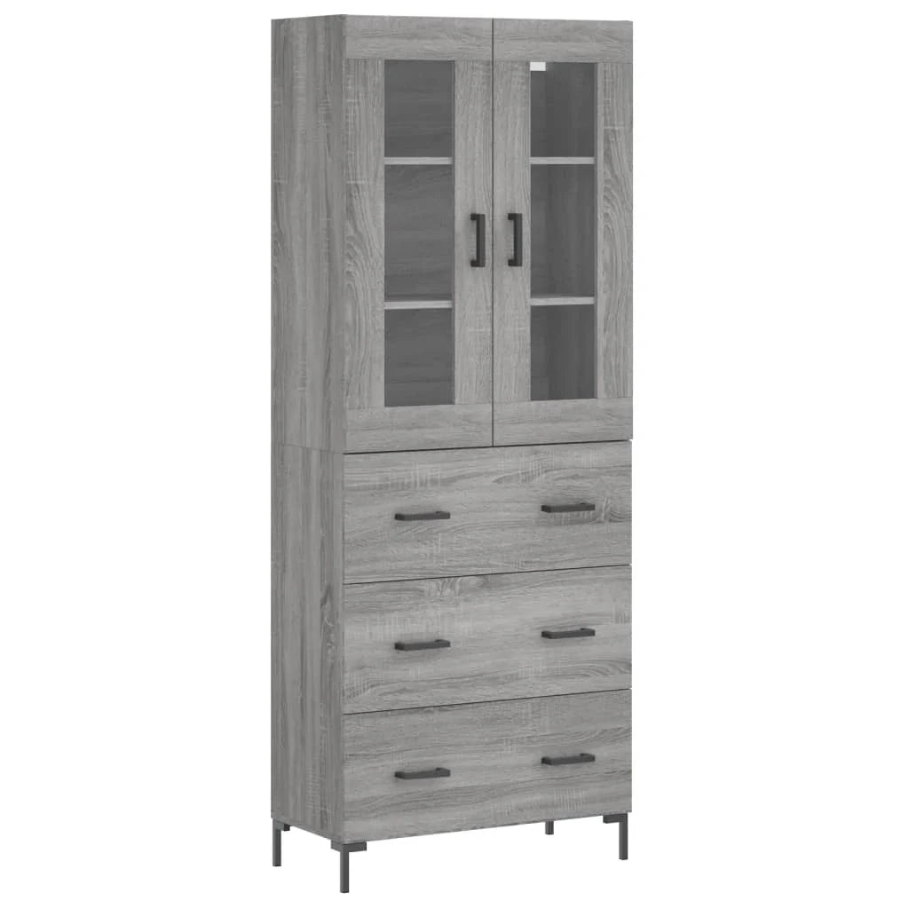 Buffet credenza cassettiera armadio mobile contenitore organizer cucina soggiorno salotto rovere Sonoma alto 69,5 x 34 x 180 cm legno ingegnerizzato grigio 02_0035561
