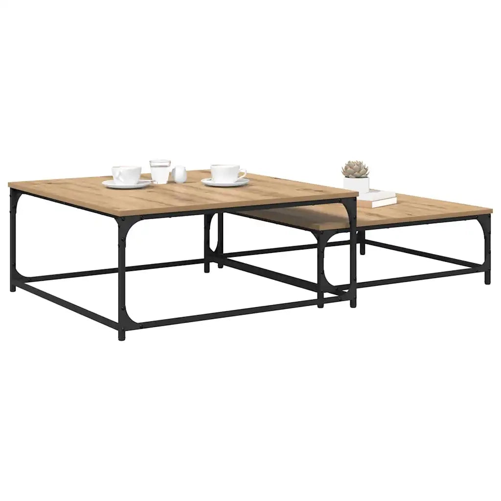 Tavolino da salotto 2 pz Rovere artigianale 80 x 80 x 35 cm 881894