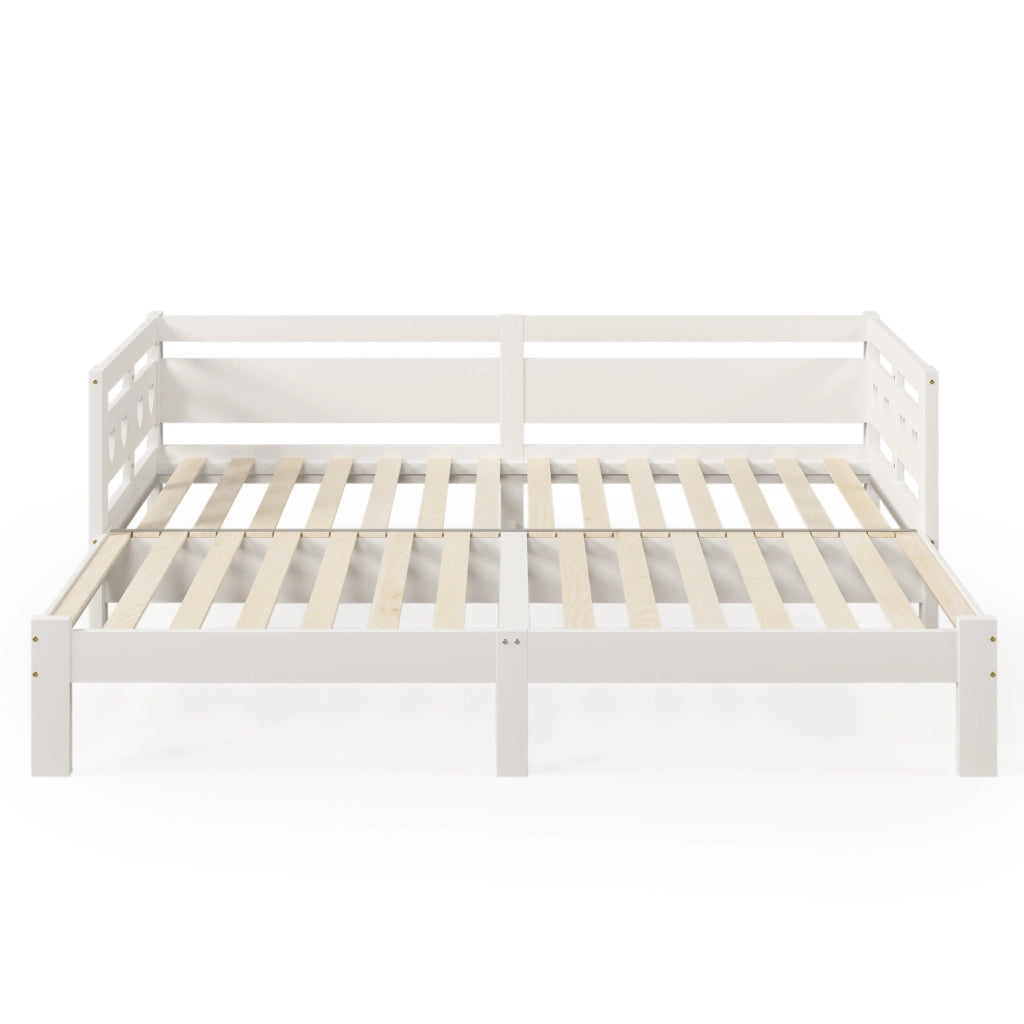 Letto giorno estendibile a cuore 90x200 cm in legno di pino massiccio bianco con 2 posti