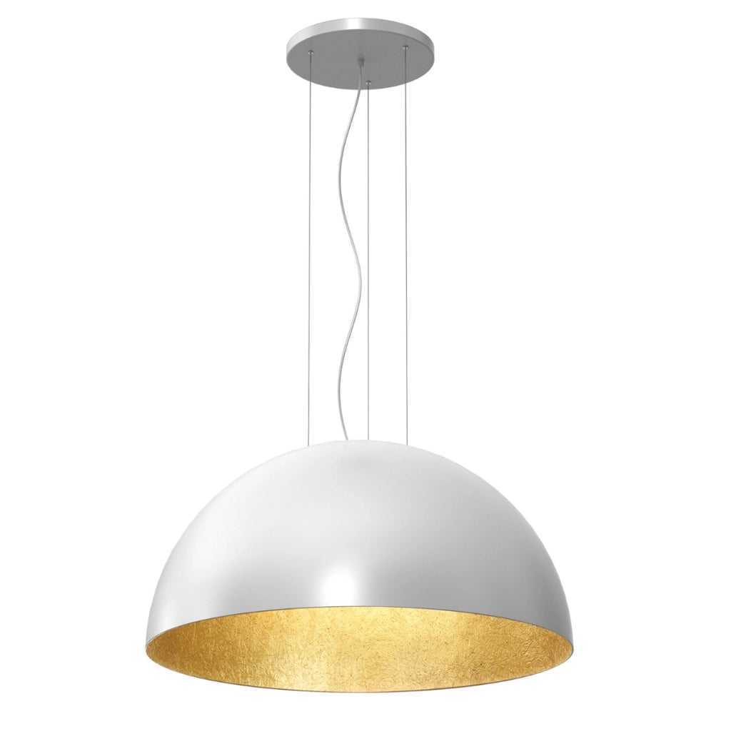 Lampada a sospensione Ø80 bianca interno oro Compo E27