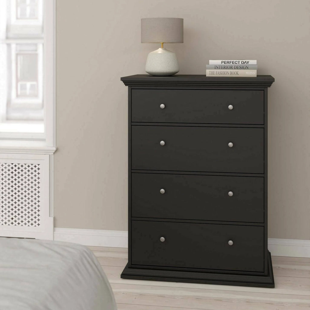 Cassettiera Lehar, Settimino multiuso, Comò camera da letto, Mobile con cassetti, 86x52 h116 cm, Nero
