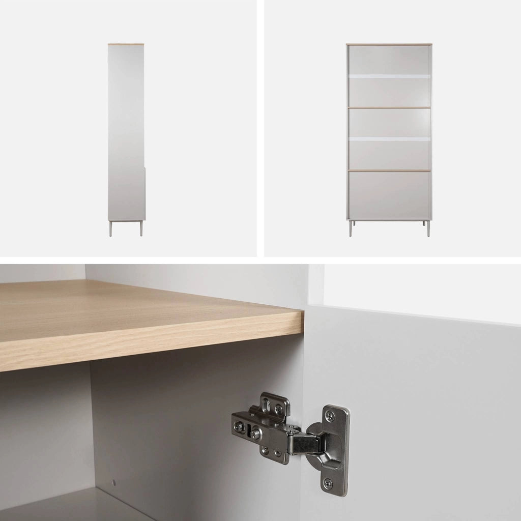 Libreria in metallo e decorazione in legno a 6 livelli, beige