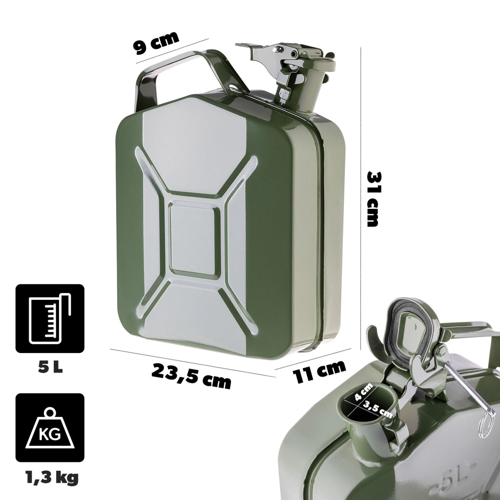 Tanica di carburante KADAX da 5 litri, contenitore per acqua e olio, tanica in metallo.