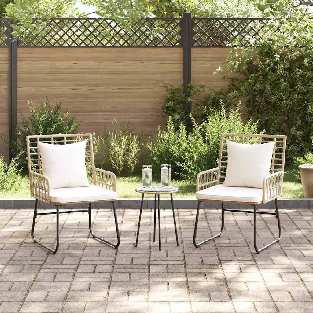 Set da Pranzo per Giardino 3 pcs Marrone e Crema polyrattan 42010353