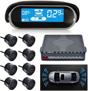 Set di sensori di parcheggio - Assistenza per la retrocessione - Parcheggio sicuro - 8 sensori idroresistenti - 30-250cm di rilevamento - Nero