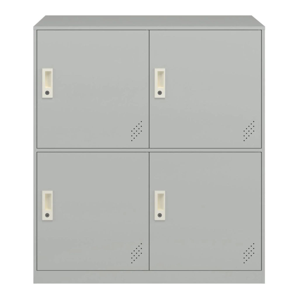 Armadietto in metallo con 4 ante 100 x 90 x 40 cm acciaio laccato grigio chiaro 03_0009182