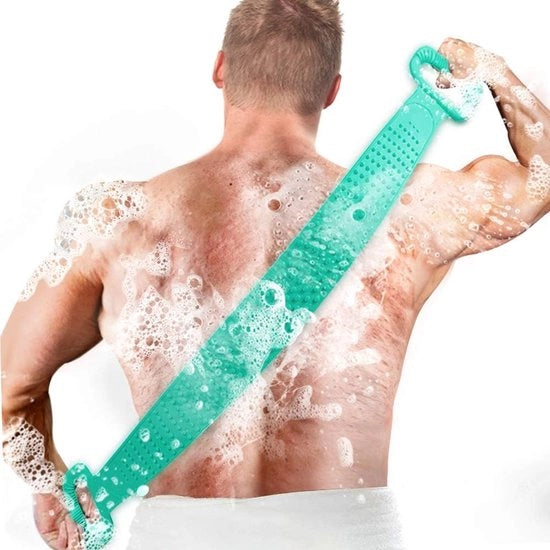 borsetto per il corpo, aggiornamento 90 cm, spazzolino per la pelle, spazzolino per il bagno in silicone, spazzolino per massaggi, cellulite in silicone, aiuto per la crema per la schiena, peeling, corpo e piedi (ideale per la crescita rapida)