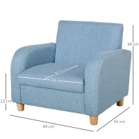 Poltrona per Bambini in Tessuto per Cameretta con Imbottitura, Max. 65 kg, 49x45x44 cm, Blu