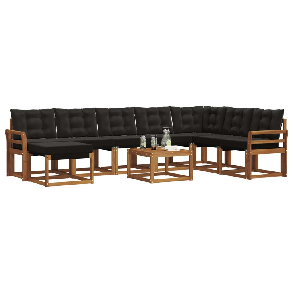 Set di divani da esterno con cuscino 9 pcs Naturale e Nero 3368979