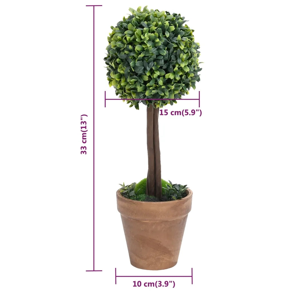 Piante di Bosso Artificiale 2 pz a Sfera con Vaso Verde 33 cm CFW3417183