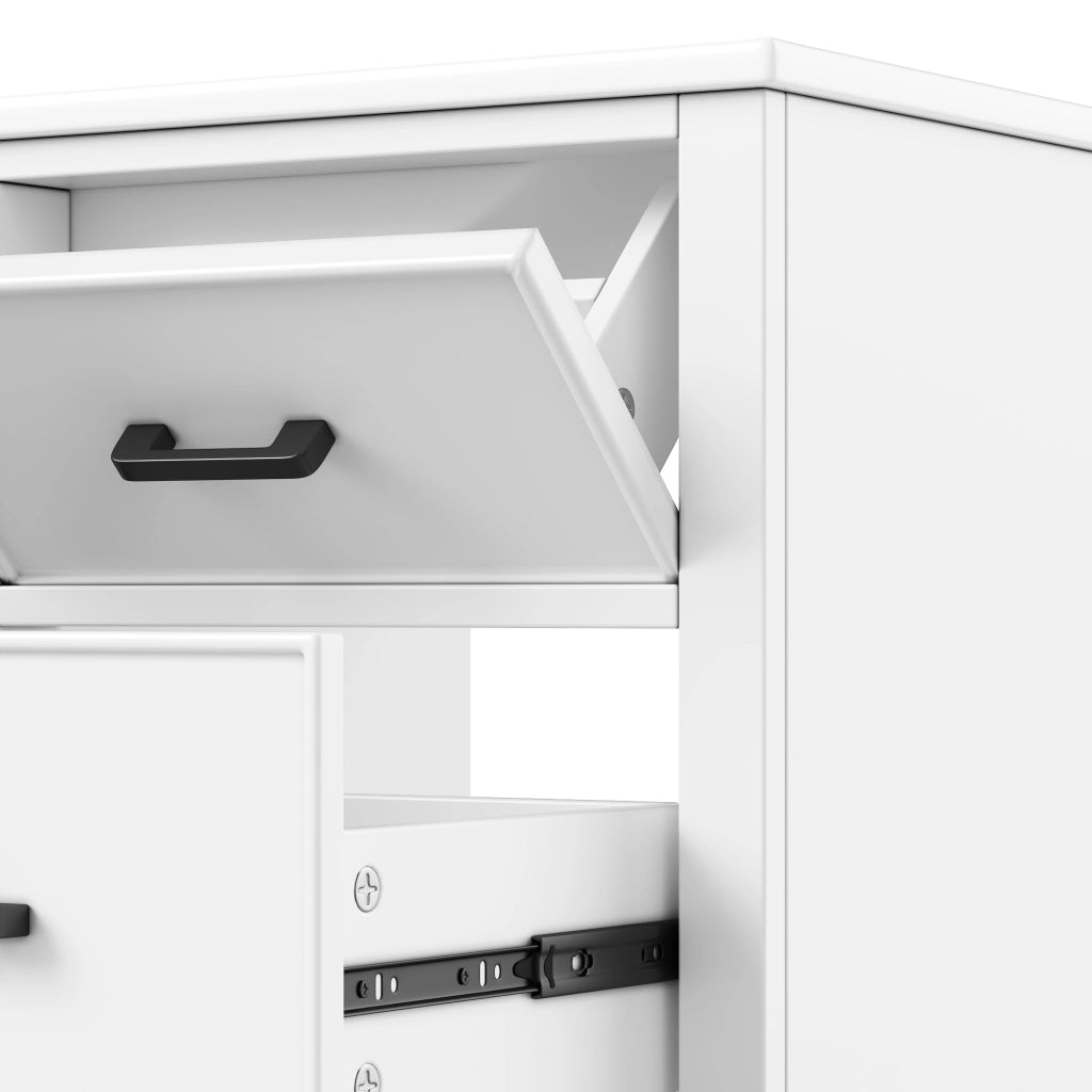 Mobile lavabo freestanding in MDF e ceramica, bianco, 76,5 x 47 x 83,5 cm, con 4 cassetti e cassetto ribaltabile