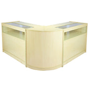 Set Fusion con 3 Banconi da Negozio e Reception con Finitura in Acero Laminato