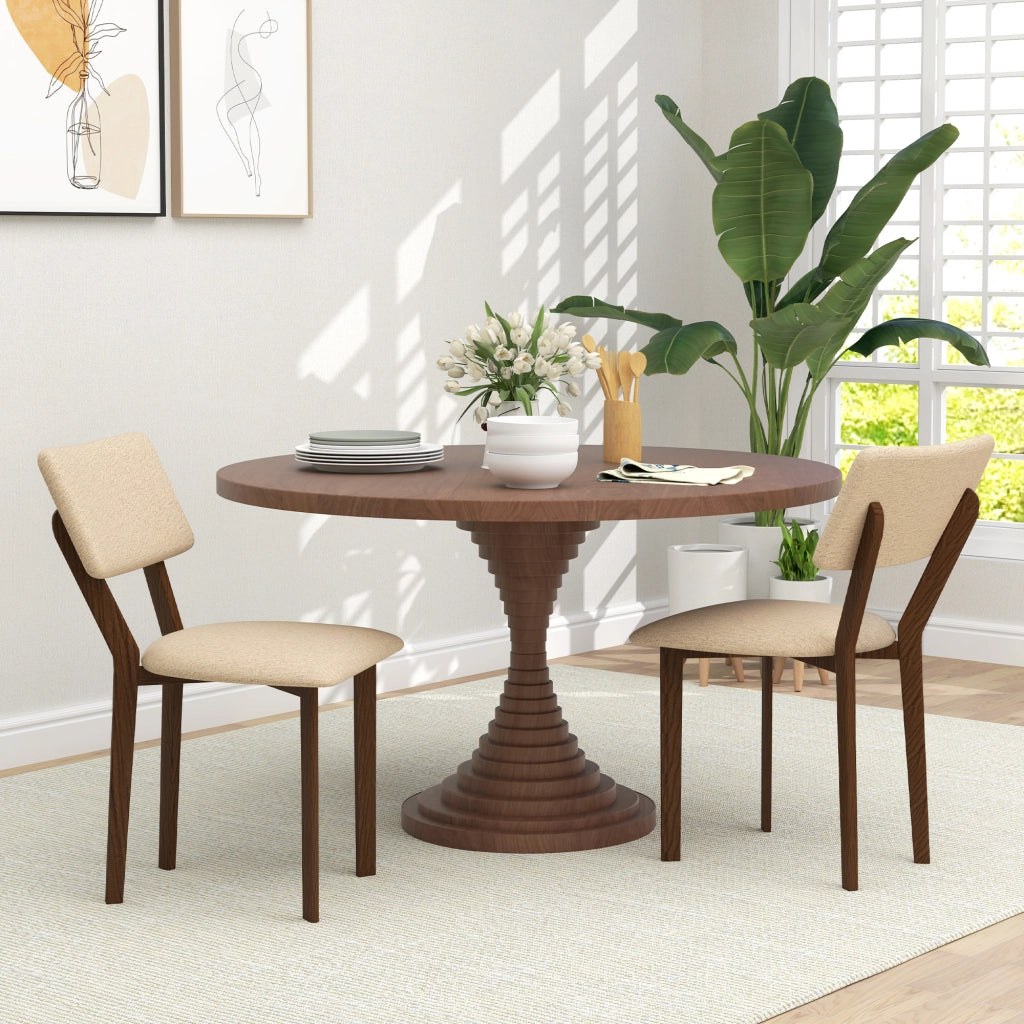 Sedia da pranzo ¨C Zephmum ¨C Legno Tissuto Beige 49x56x85 cm