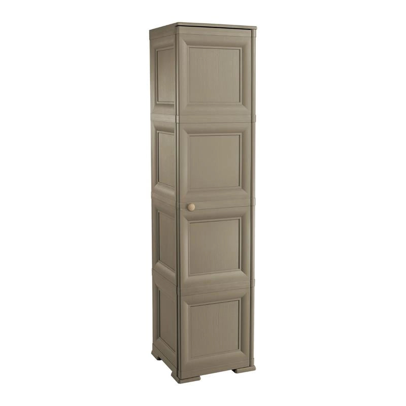 ARMADIO A COLONNA WENGÉ SCURO 40X43X164 CM CON 4 RIPIANI E 1 ANTA LISCIA – MOBILE VERTICALE ORGANIZZAZIONE CASA SALVASPAZIO