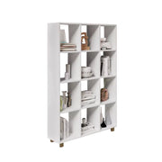 LIBRERIA CUBICA IN LEGNO BIANCO MODERNA CON 12 RIPIANI DIMENSIONI 90X24X130 CM