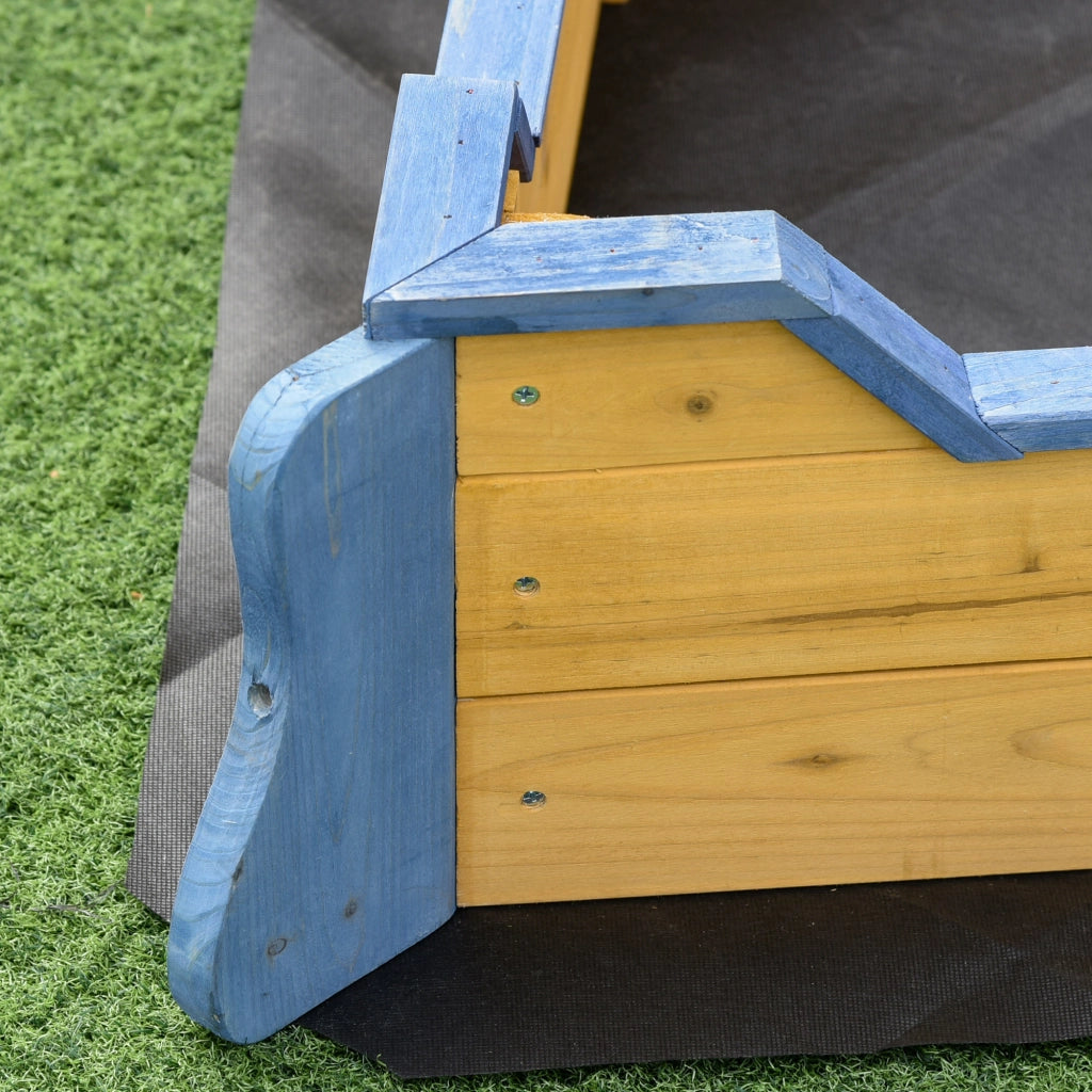 Sabbiera Galeone Legno Bambini con Gradini Panca Bandiera Timone Giardino Gioco Esterno ¨C Xylo ¨C 158x78x45,5 cm Naturale