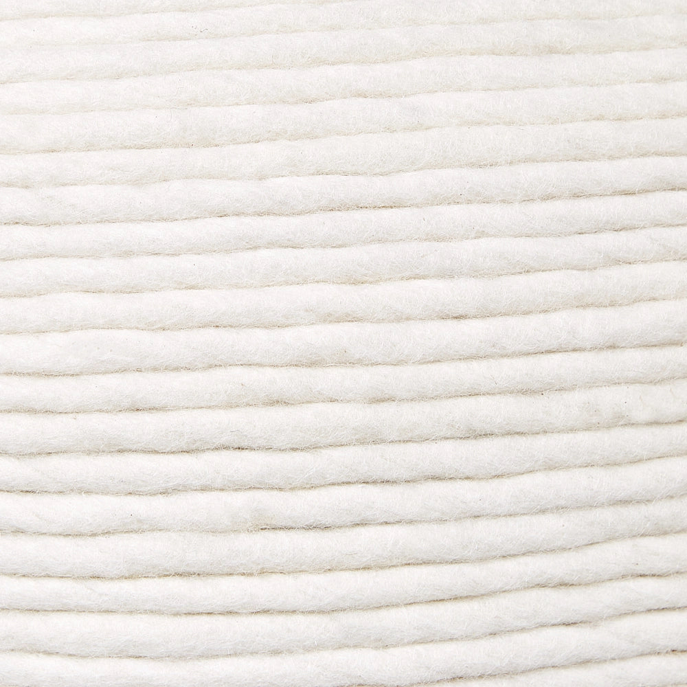 Pouf Bianco Lana EPS Riempimento Rotondo ø 50 cm Ottomano Intrecciato a mano Stile Boho