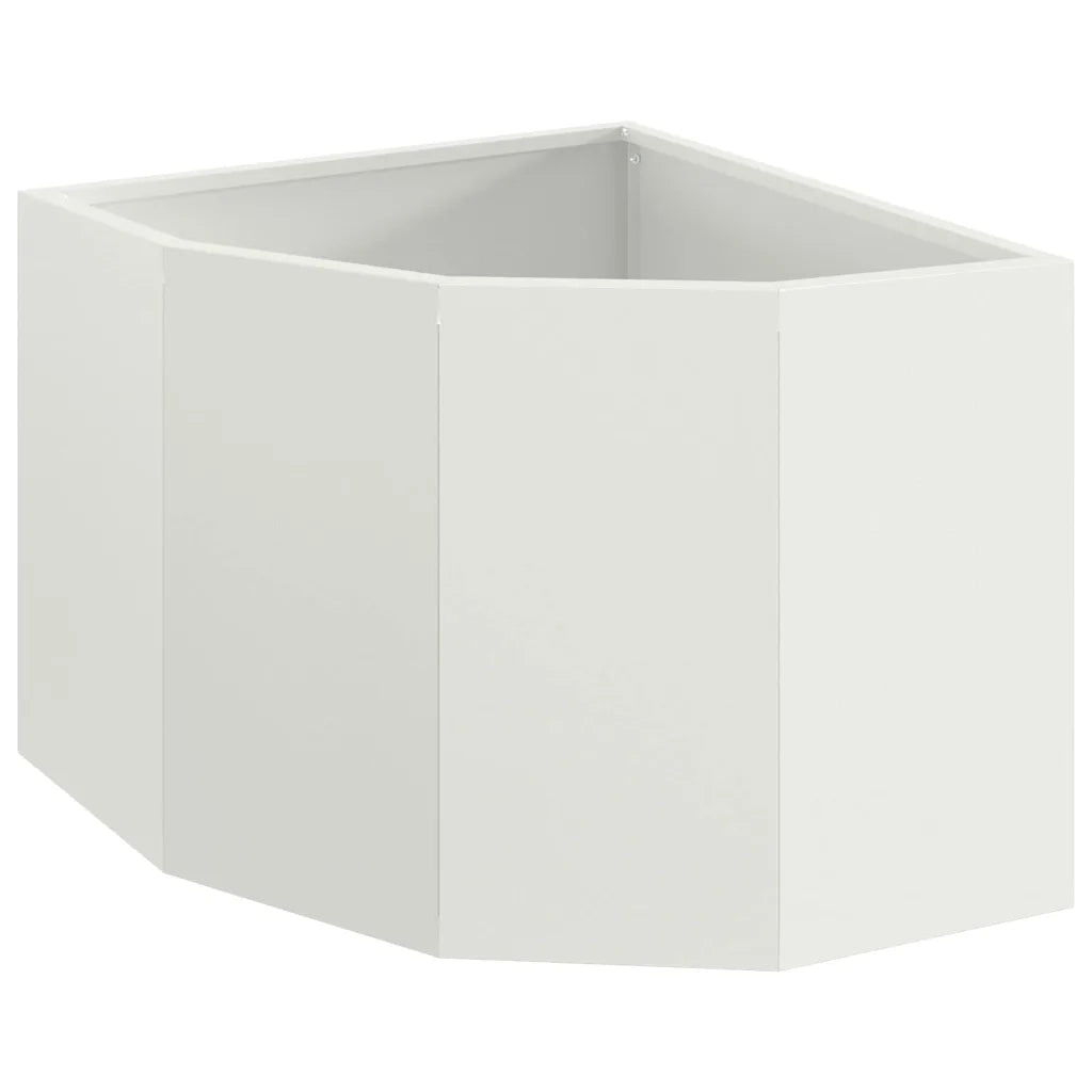 Fioriere | Cassetta per fiori | Vaso d'angolo Bianco 45 x 45 x 35 cm Acciaio