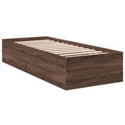 Letto singolo | Letto per adulti | Giroletto Rovere Marrone 90x200 cm in Legno Multistrato
