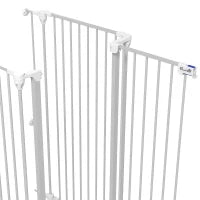 Cancelletto per Cani a 3 Pannelli Pieghevoli con Doppio Blocco, in Acciaio e Plastica, 206x120 cm, Bianco