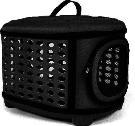 Cassa trasporto gatto pieghevole - apertura superiore - imbottitura morbida - nero