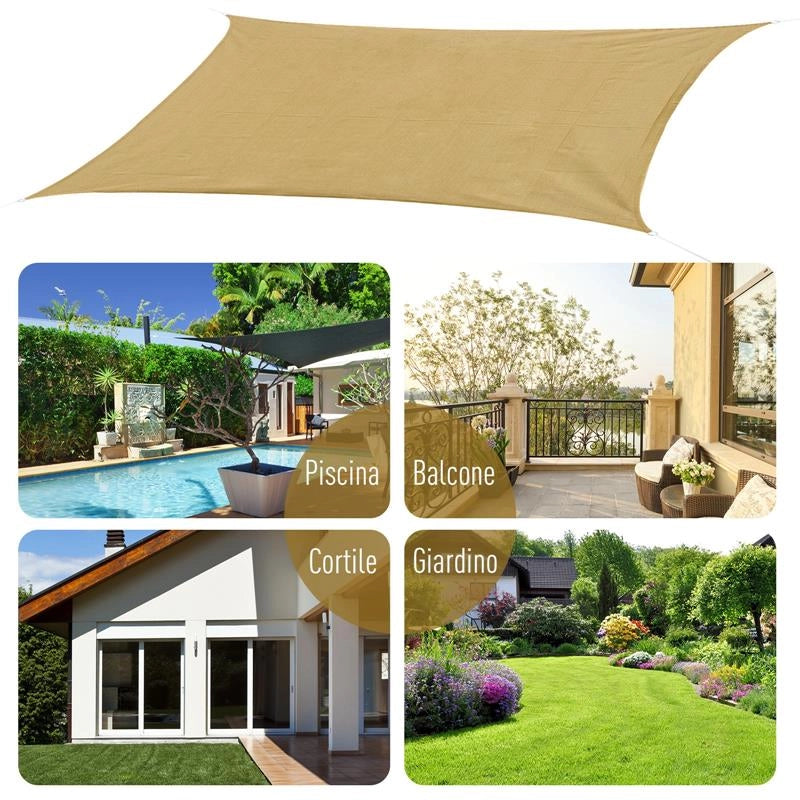 TENDA DA SOLE OMBREGGIANTE 4 X 6 MT IN COLORE SABBIA