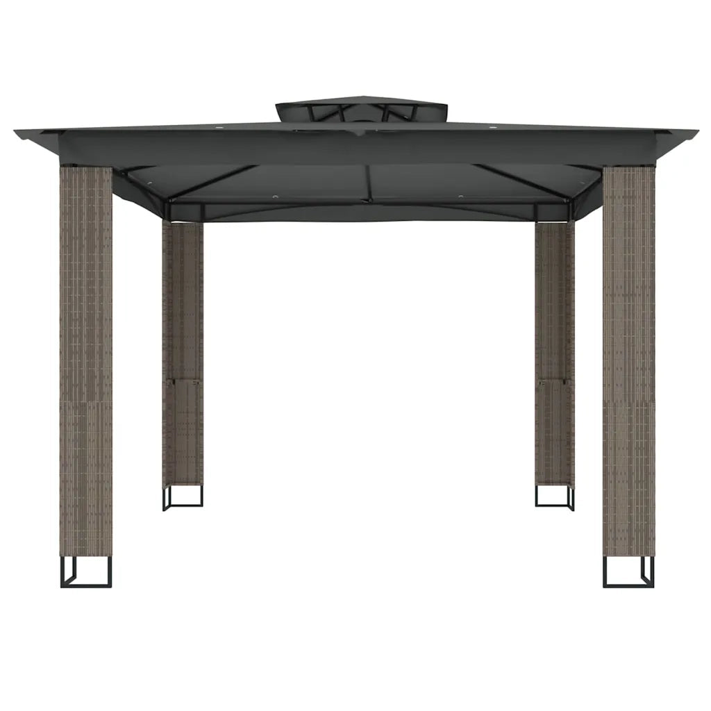 Gazebo con Tetto Doppio Antracite 2,94x2,94 m in Acciaio