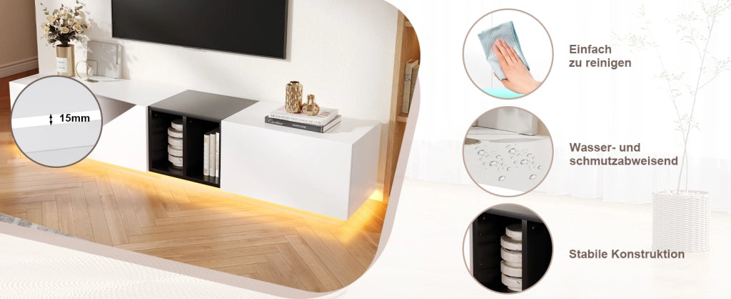 Mobile TV con Cassetti e Ripiani ¨C MINIMAL ¨C Nero e Bianco