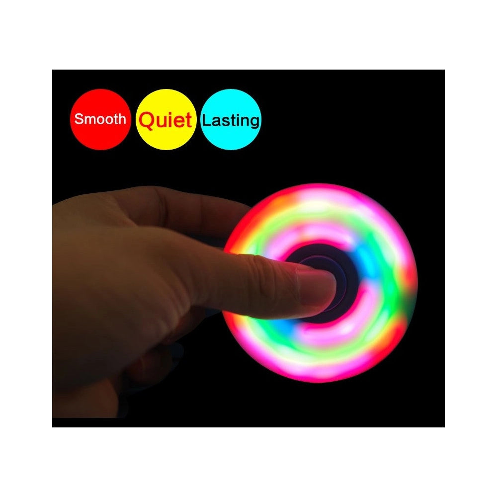 Trade Shop - Spinner Con Luci Led Luminoso Fidget Anti Stress 2 Pezzi Gioco Rilassante 3d -