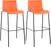 Set di 2 sgabelli da bar Hoover con struttura a 4 piedi in plastica nera 1