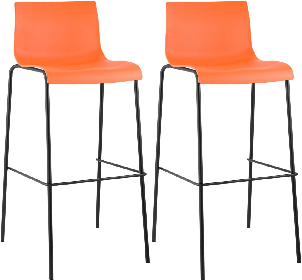 Set di 2 sgabelli da bar Hoover con struttura a 4 piedi in plastica nera 1