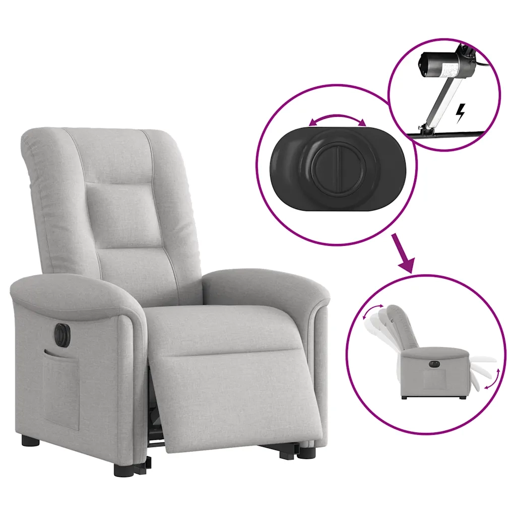 Poltrona Alzapersona Reclinabile Elettrica Grigi Nuvola Tessuto 3303283
