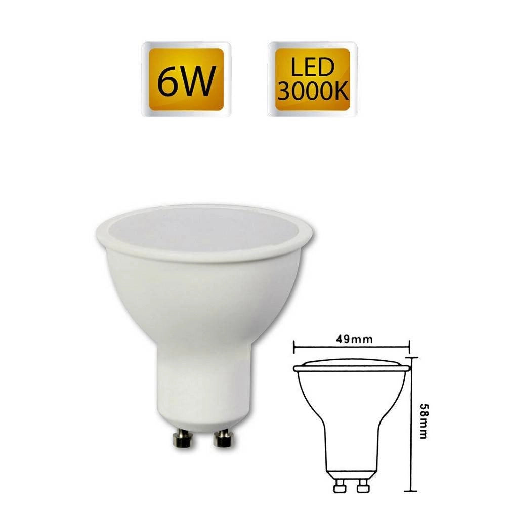Trade Shop - Faretto Led Gu10 6 Watt Lampadina Gu10-04 Luce Fredda Calda Naturale - -bianco Caldo      -