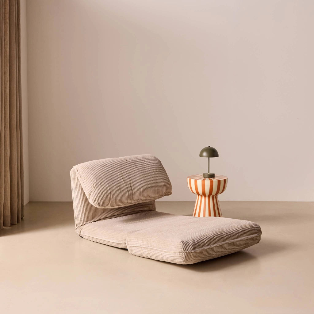 Poltrona letto convertibile velluto a coste grosse coste, beige grigio