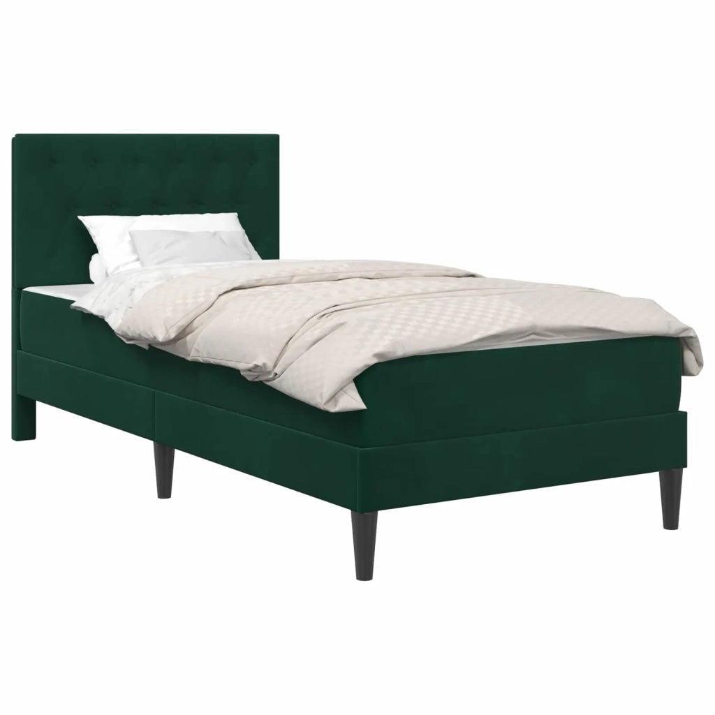 Struttura letto con materasso Verde Scuro 100 x 200 cm Velluto