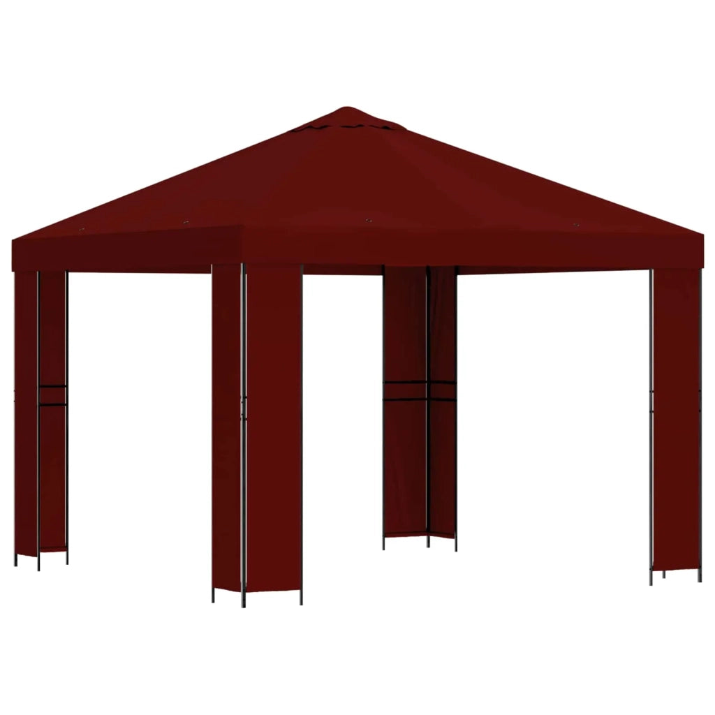Gazebo 3 x 3 m Borgogna Poliestere e Acciaio 190 gsm