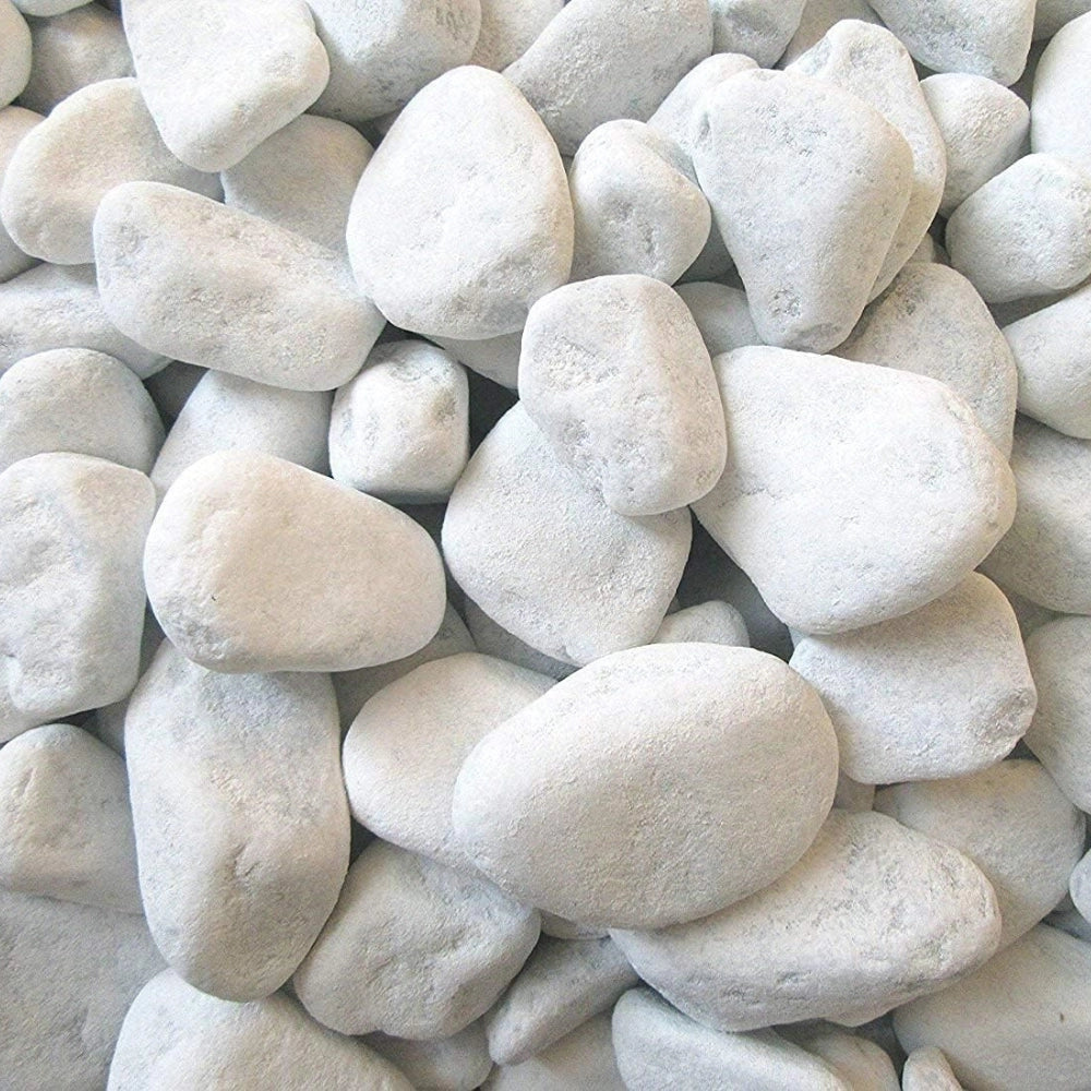 Ciottoli bianco carrara eleganza per esterni *** misura 25/40, formato 5 kg, confezione 1