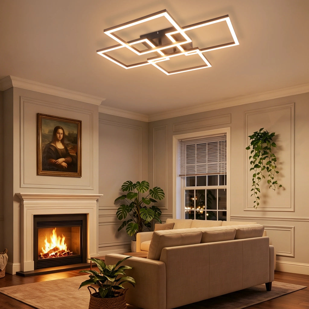 ZMH Lampada da Soffitto LED Dimmabile 43W Moderna Quadrata con Telecomando per Camera Soggiorno Cucina Ufficio