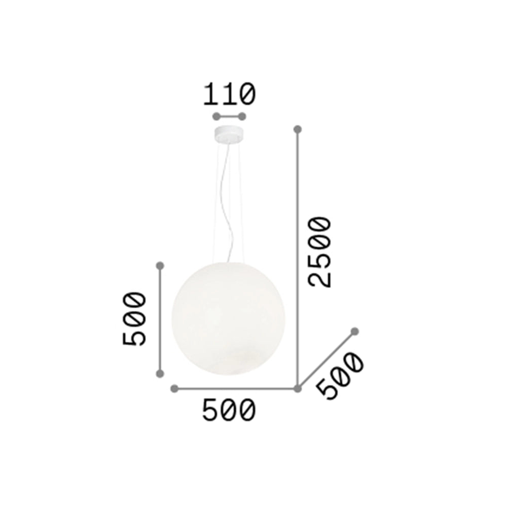 Sospensione Moderna Mapa Vetro Acidato Bianco 1 Luce E27 D50Cm