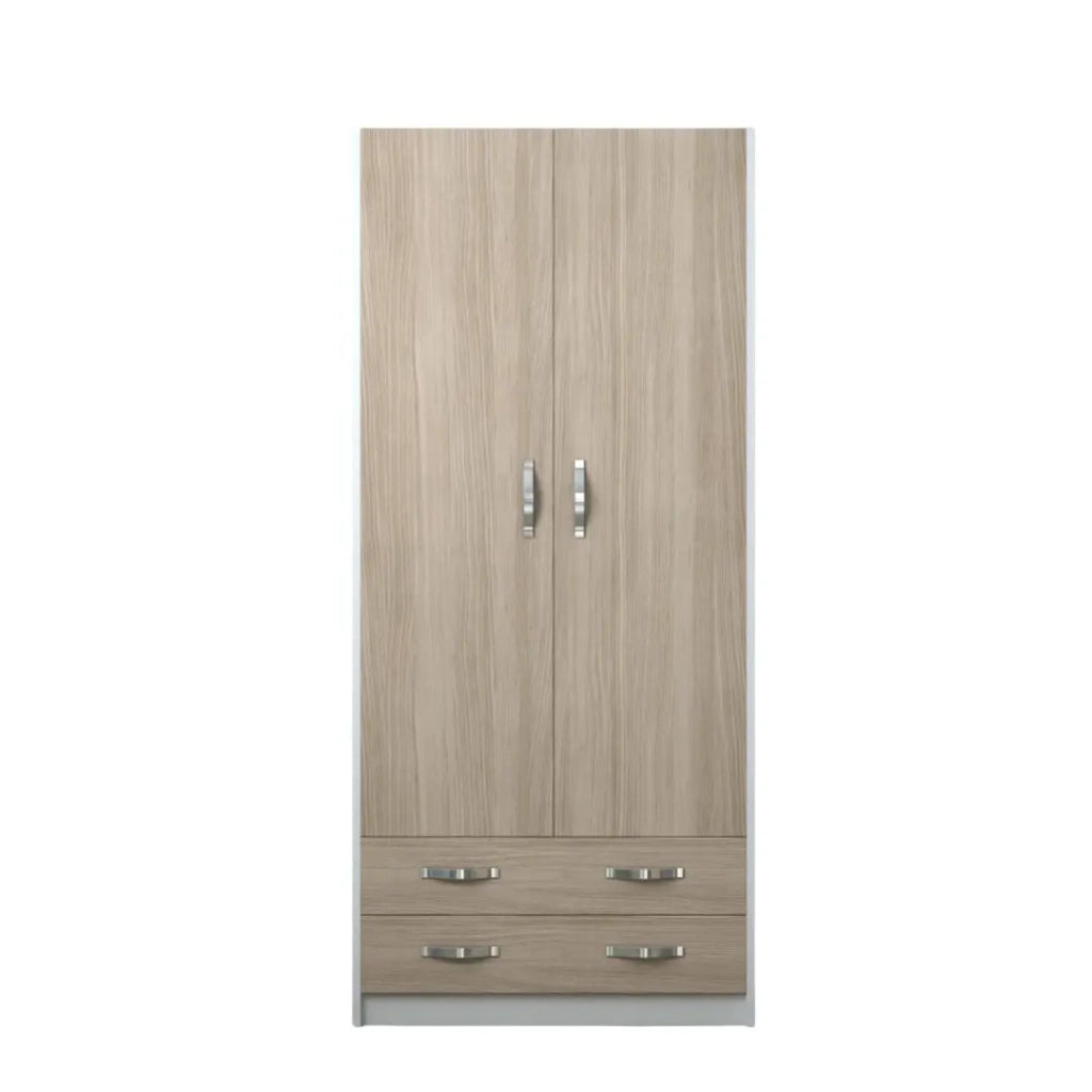 (3c) Armadio 2 ante e 2 cassetti cassa Bianco frontale olmo Cm 91x52xH 210