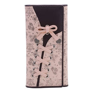 Portafoglio elegante e carino in pelle vera Adatto per donne, portafoglio con motivi di fiori Adatto per donne, rosa