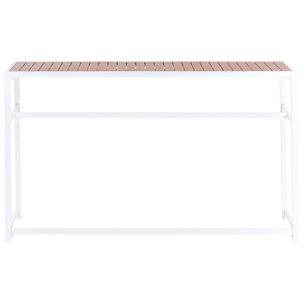 Tavolo da pranzo moderno da giardino in acciaio e polipropilene bianco 150 x 50 cm per interni ed esterni