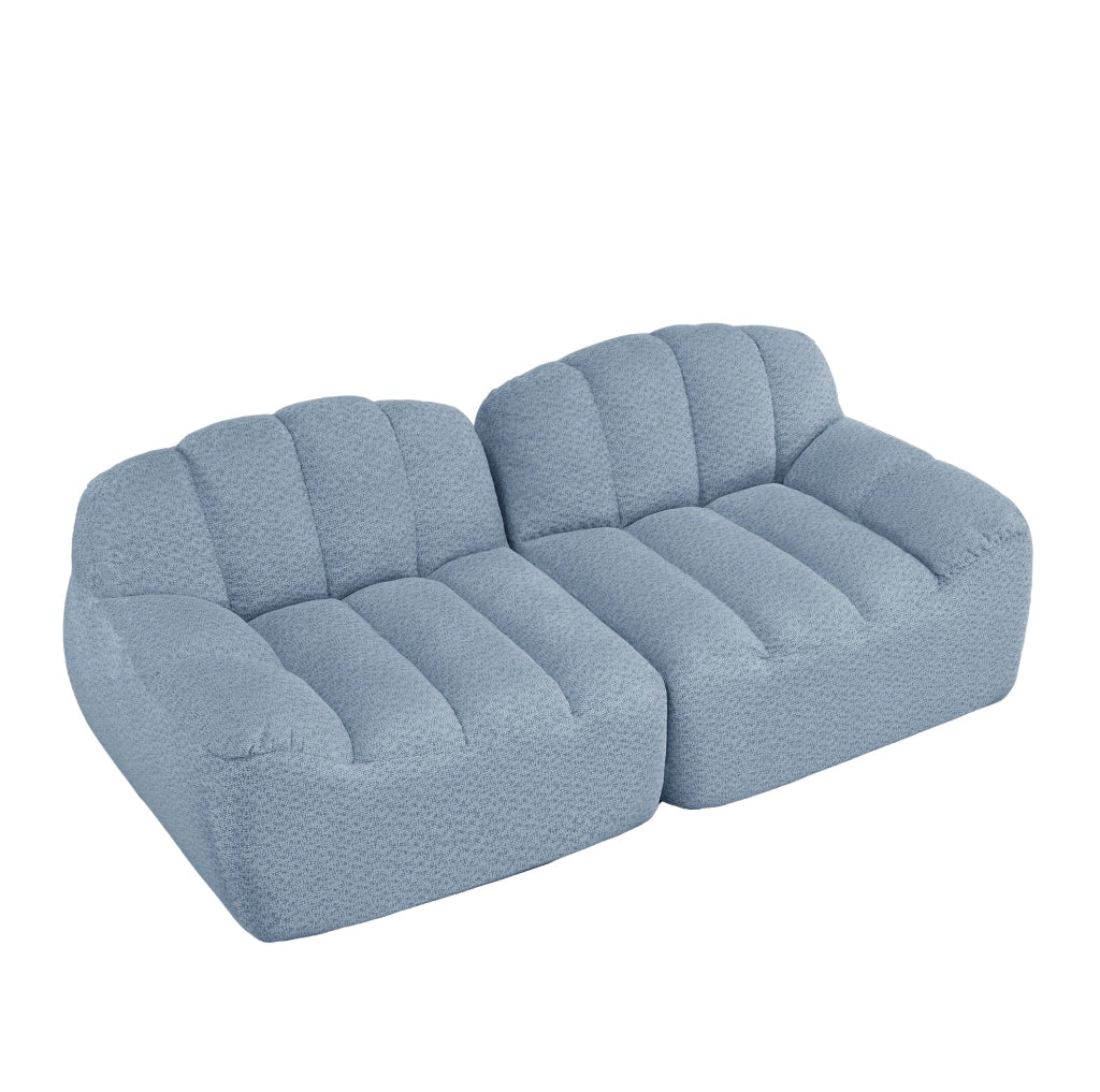 Divano modulare senza montaggio in pile granulato blu