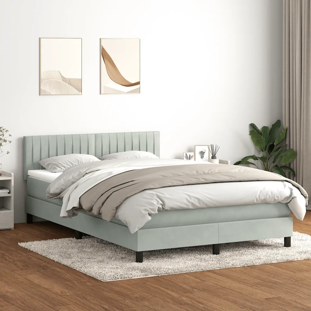 vidaXL Giroletto a Molle con Materasso Grigio Chiaro 160x220cm Velluto