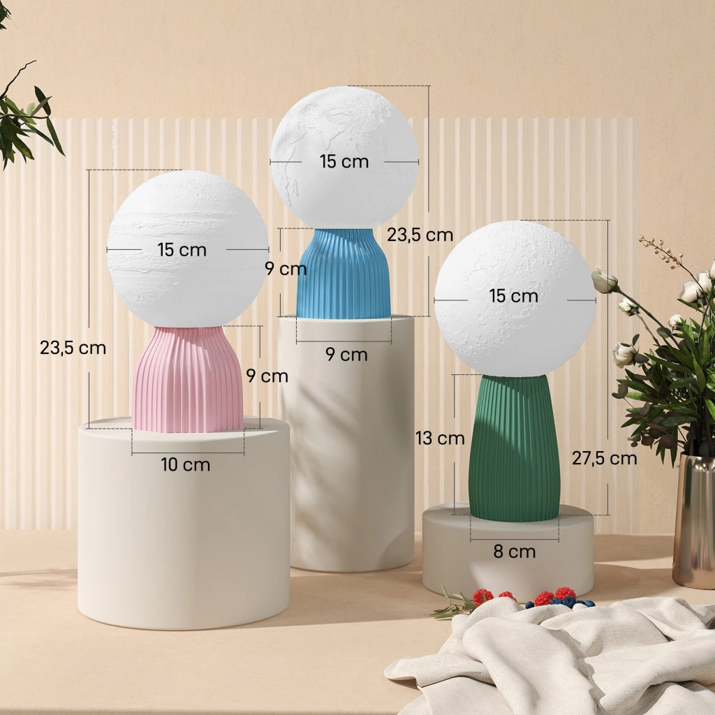 Lampada da comodino 3D set da 3 ¨C Xylo ¨C 3 colori, 10 livelli luminosit¨¤, USB, bianco