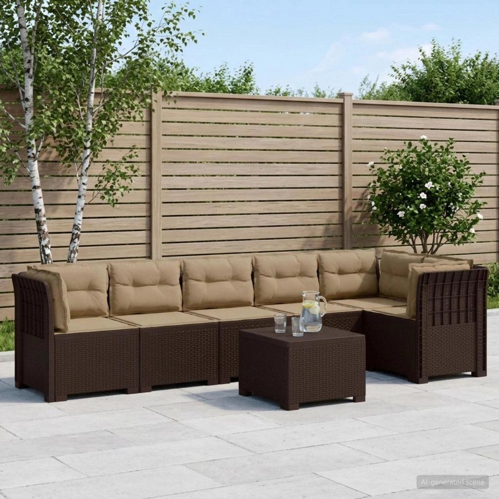 Divano da Giardino 6 Posti con Cuscini Aspetto Rattan PP 3444128