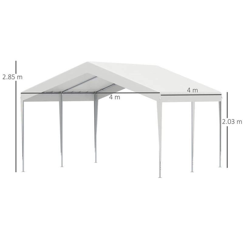 GARAGE PORTATILE 4X4 M CON TETTOIA ANTI UV, PIOGGIA E VENTO PER VEICOLI, MATRIMONI E FESTE - BIANCO