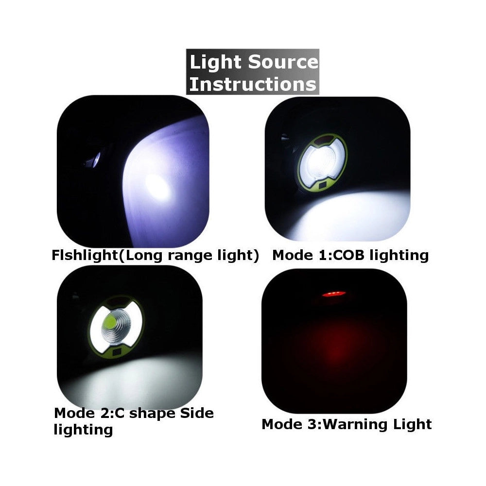Trade Shop - Torcia Led Cob Emergenza Luce Faro Da Lavoro Ricaricabile Con Pannello Solare -