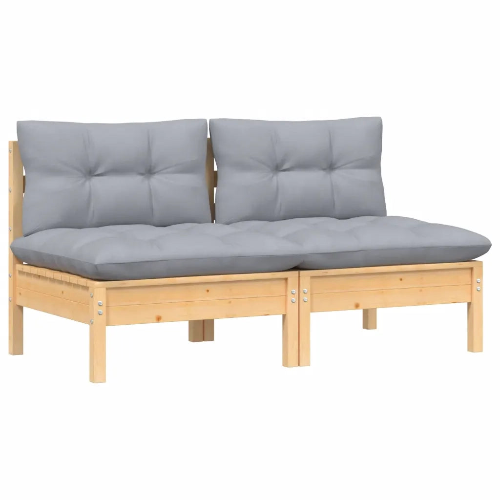 Divano da Giardino a 2 Posti con Cuscini-Sofa da Giardino-Divano da esterno Grigi Massello di Pino 801968